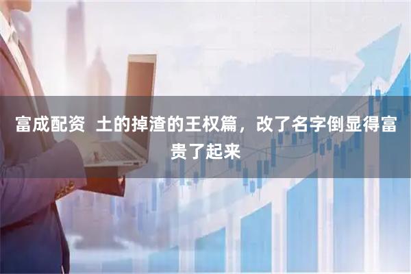 富成配资 土的掉渣的王权篇,改了名字倒显得富贵了起来