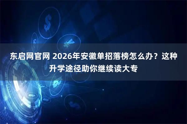 东启网官网 2026年安徽单招落榜怎么办？这种升学途径助你继续读大专